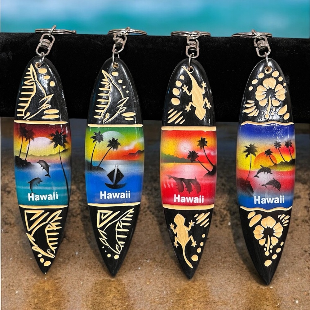 Hawaii Wood Surfboard Keychain - Pick 1